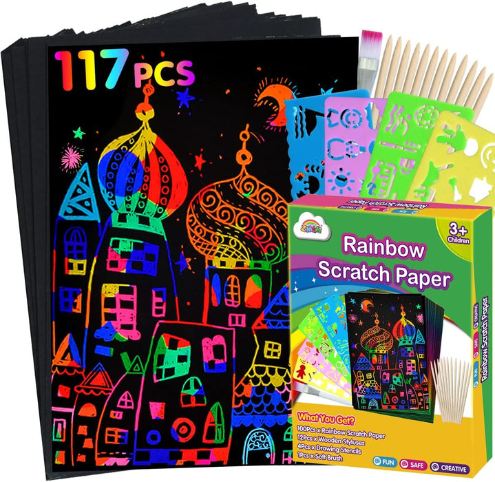ZMLM Rainbow Scratch Paper Kit: 60 pcs-ZMLM