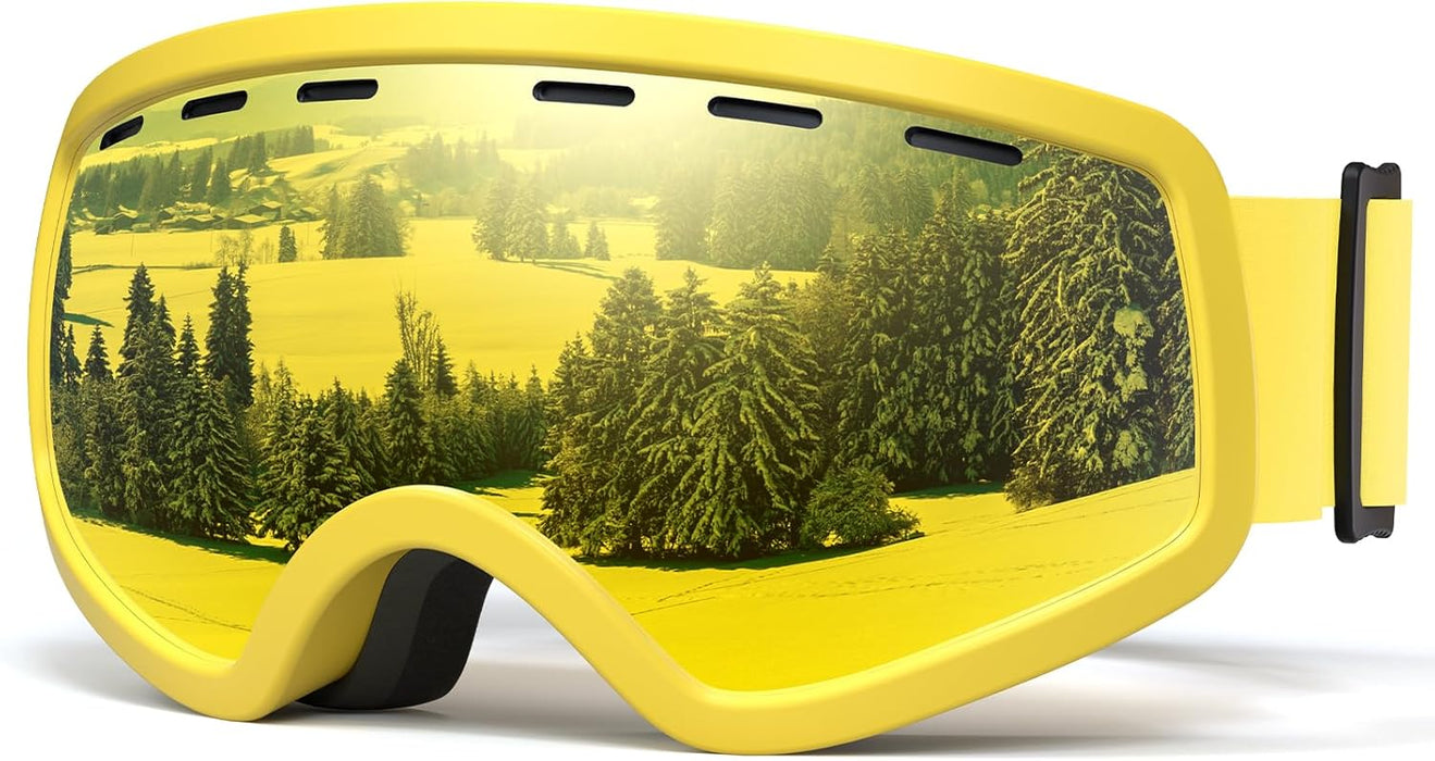 ZMLM kids Gold Ski Snowboard Goggles