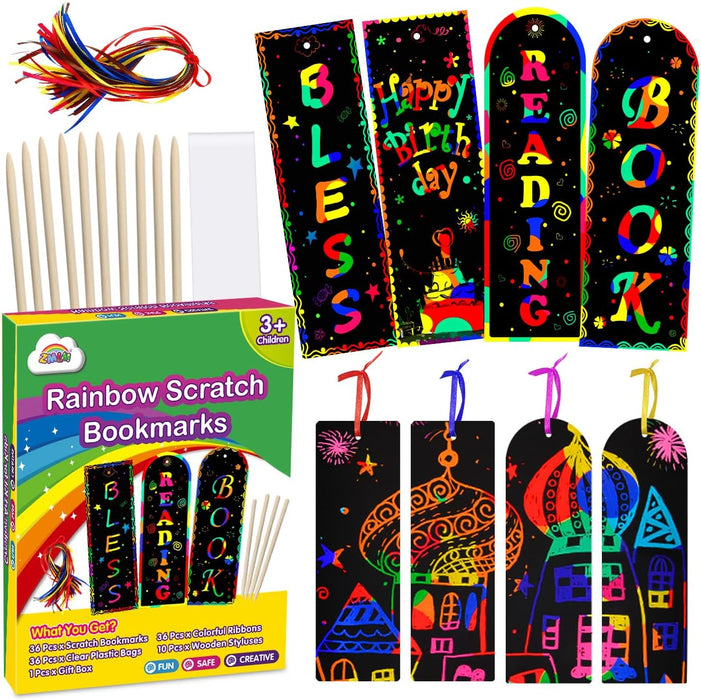 ZMLM Scratch Paper Art Bookmarks Kids
