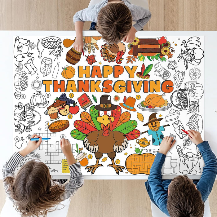 ZMLM Thanksgiving Coloring Tablecloth Poster Art and Crafts for Kids