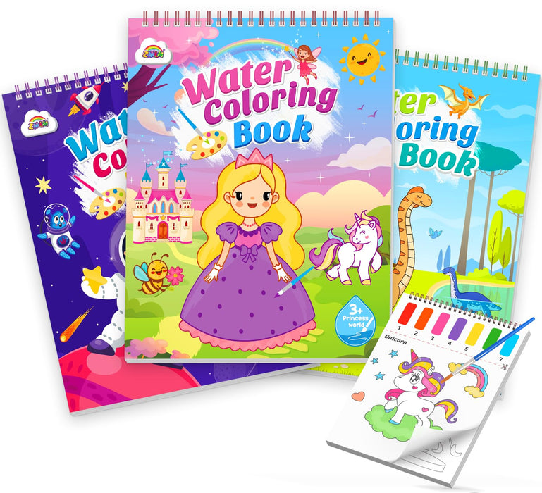 ZMLM Paint with Water Coloring Books for Toddlers(Princess & Animal & Space)