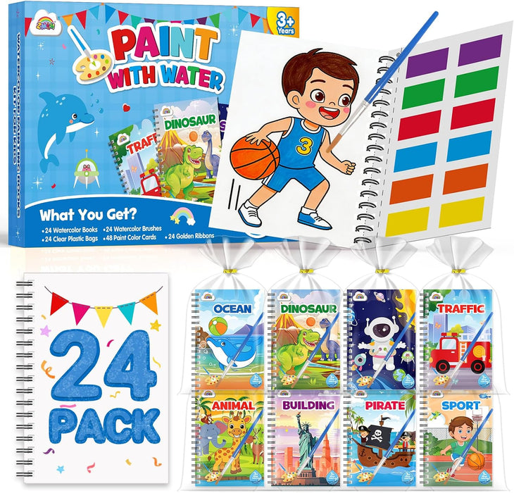 ZMLM 24 Pack Drawing Pad Party Favors Water Coloring Books Ages 4-8