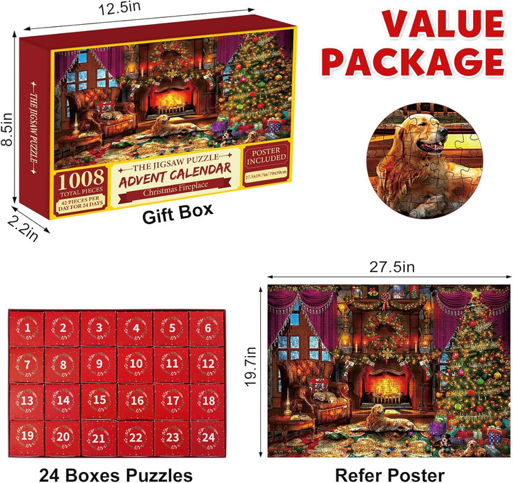 Pigipigi Advent Calendar for Adults Kids, 1008 Pieces 24 Day Christmas Jigsaw puzzles