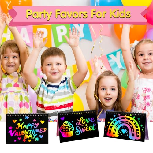 ZMLM Rainbow Scratch Party Favors Kids: Valentines Day Classroom Gifts