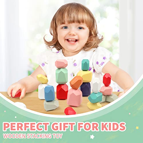 Pigipigi 36 PCS Stacking Rocks Montessori Toys for 3+ Year Old Toy construction blocks