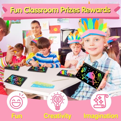 ZMLM Rainbow Scratch Party Favors Kids: Valentines Day Classroom Gifts