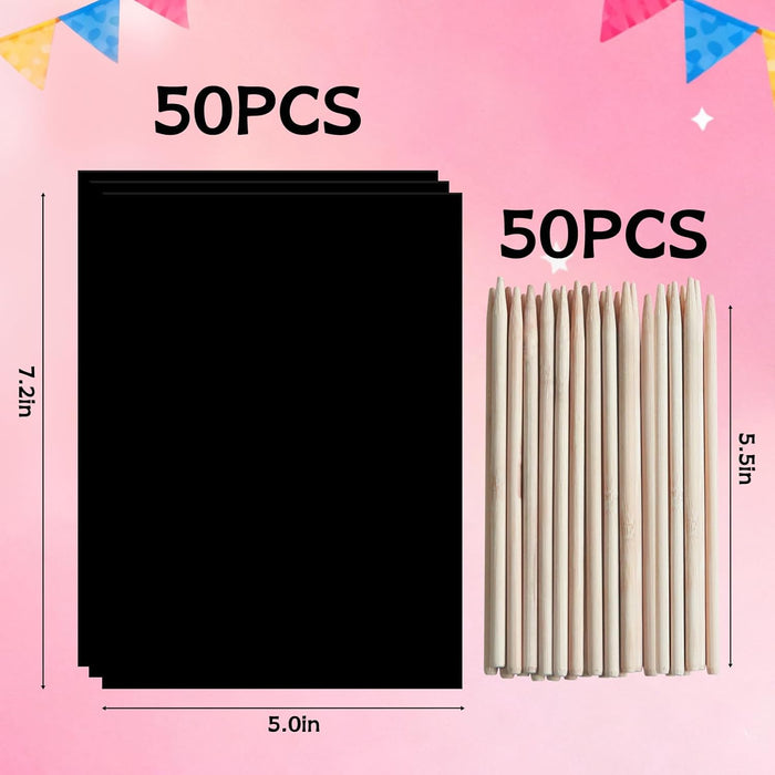ZMLM 50 Sheets Rainbow Scratch Paper Art Kit  Ages 3-10