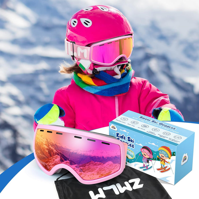 ZMLM kids Pink Ski Snowboard Goggles