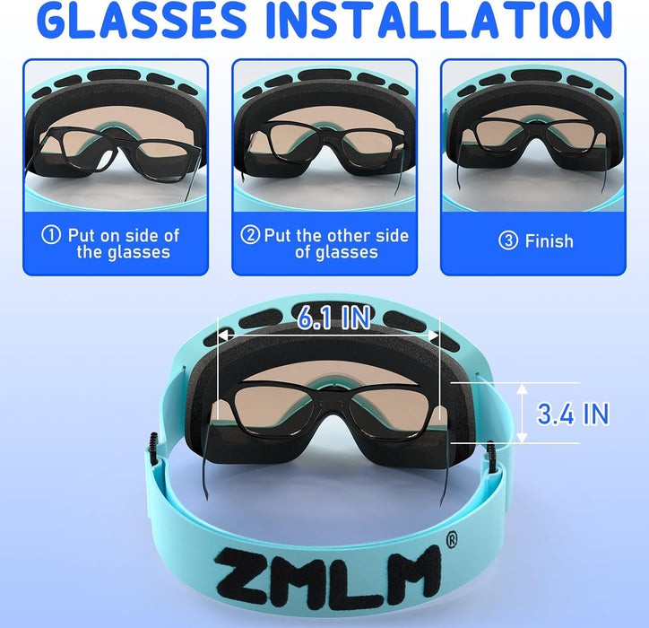 ZMLM kids Gold Ski Snowboard Goggles