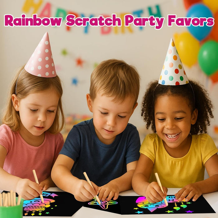 ZMLM 50 Sheets Rainbow Scratch Paper Art Kit  Ages 3-10