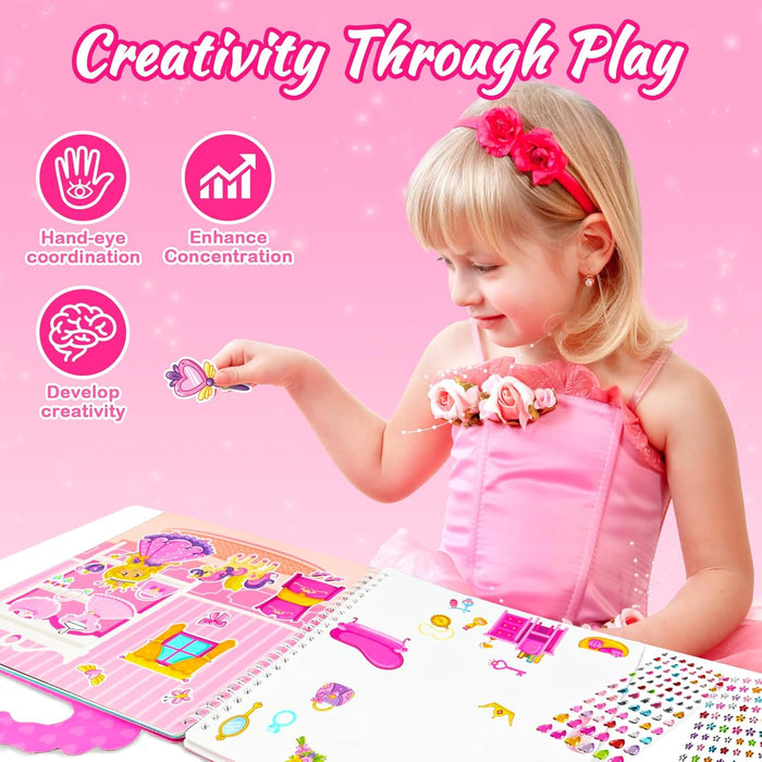 ZMLM Princess & Unicorns 3-in-1 DIY Creative Sticker Coloring Activity Book