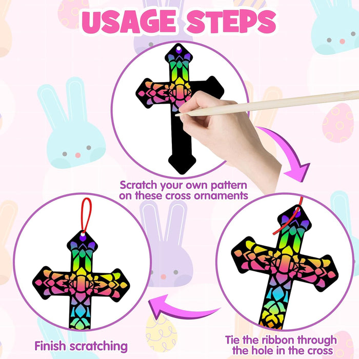 ZMLM Art-Craft Scratch Cross Ornament 60 pcs