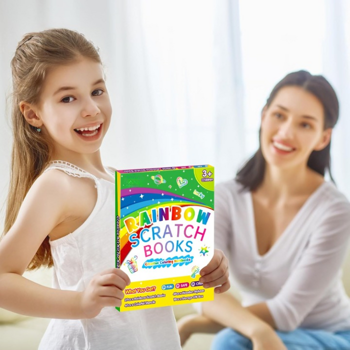 2-Pack Rainbow Scratch Pads Art Paper Set  Drawing Toys Ages 3-10