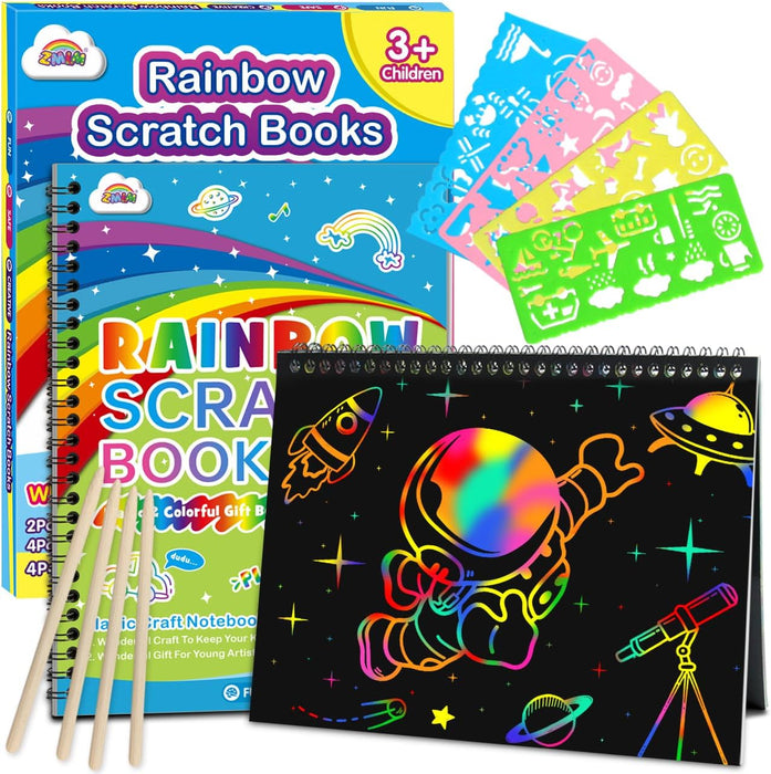 ZMLM Rainbow Scratch Art Kit for Kids Creative DIY Activity for Ages 4-8