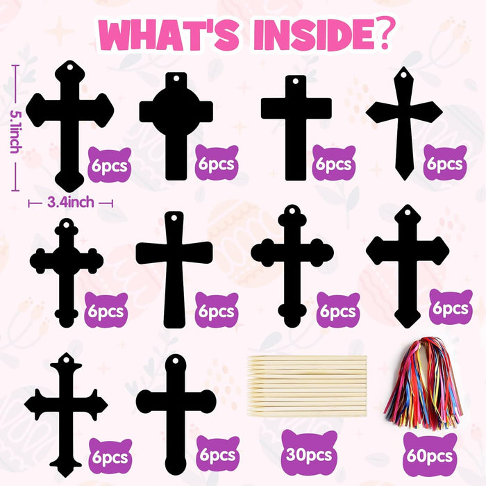 ZMLM Art-Craft Scratch Cross Ornament 60 pcs