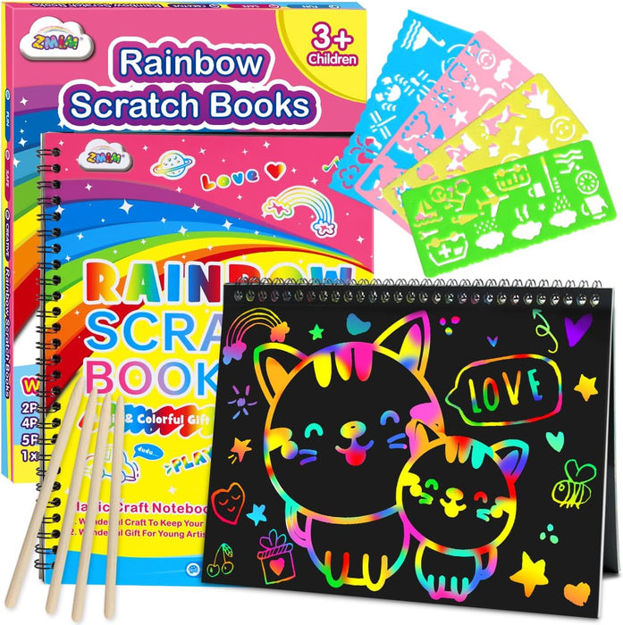 ZMLM Scratch Art Kit for Kids - Rainbow Paper Crafts Gift Set, 2 Pack
