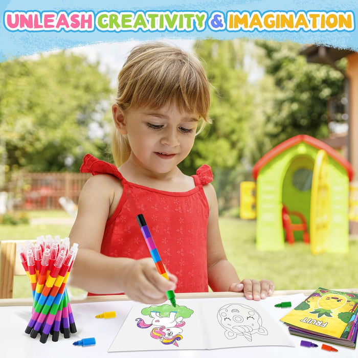 24-Pack Mini Coloring Books with Crayons –Party Favors Ages 4-12