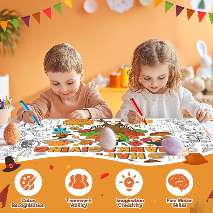 ZMLM Thanksgiving Coloring Tablecloth Poster Art and Crafts for Kids