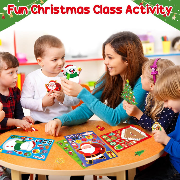 24 Sheets Christmas Stickers for Kids Make a Face Stickers