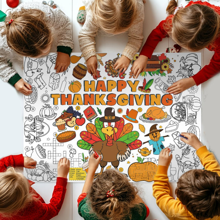 ZMLM Thanksgiving Coloring Tablecloth Poster Art and Crafts for Kids