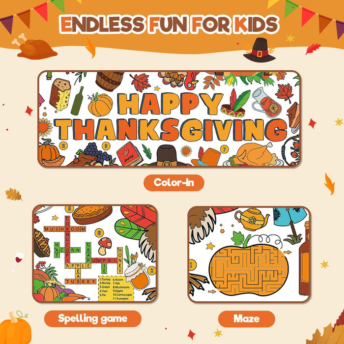 ZMLM Thanksgiving Coloring Tablecloth Poster Art and Crafts for Kids