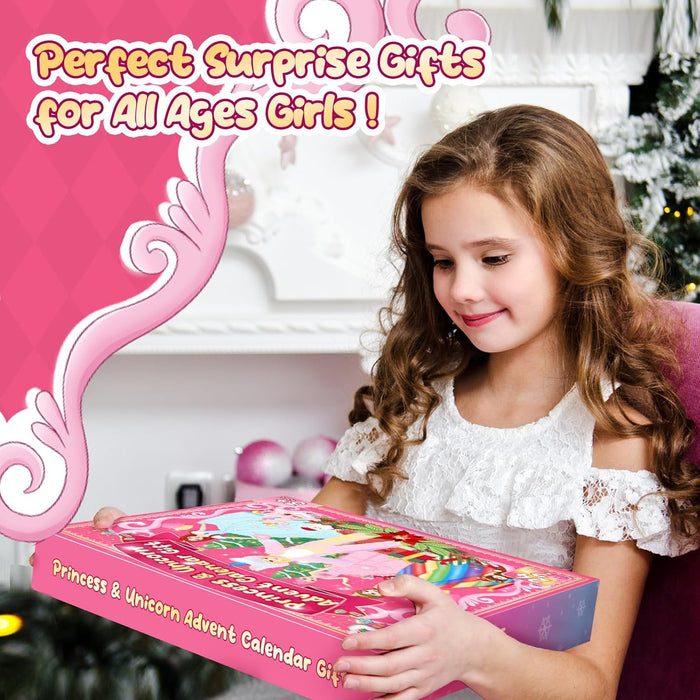 Christmas Advent Calendar 2024 with Princess & Unicorn Doll Toys