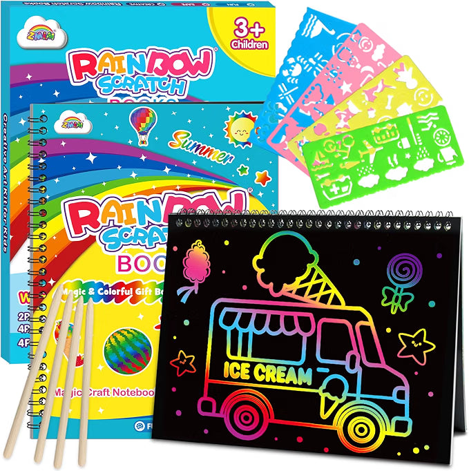 ZMLM Rainbow Scratch Art Kit for Kids Creative DIY Activity for Ages 4-8