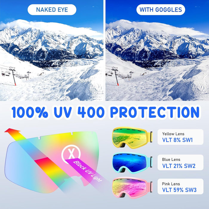 ZMLM kids Gold Ski Snowboard Goggles