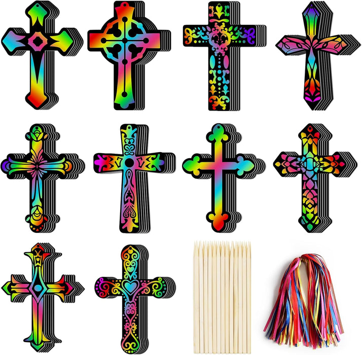ZMLM Art-Craft Scratch Cross Ornament 60 pcs
