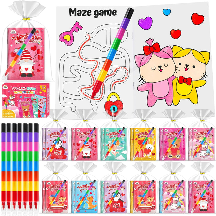 24-Pack Mini Coloring Books with Crayons –Party Favors Ages 4-12