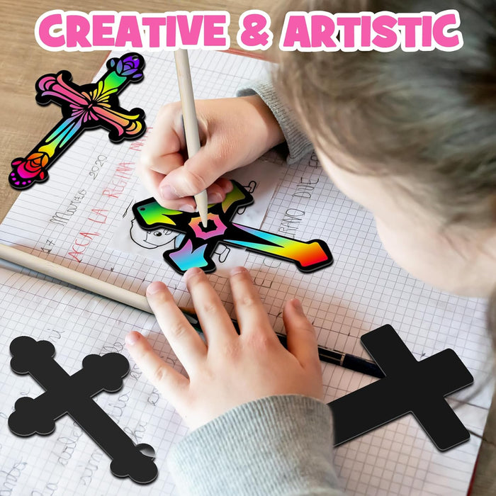 ZMLM Art-Craft Scratch Cross Ornament 60 pcs
