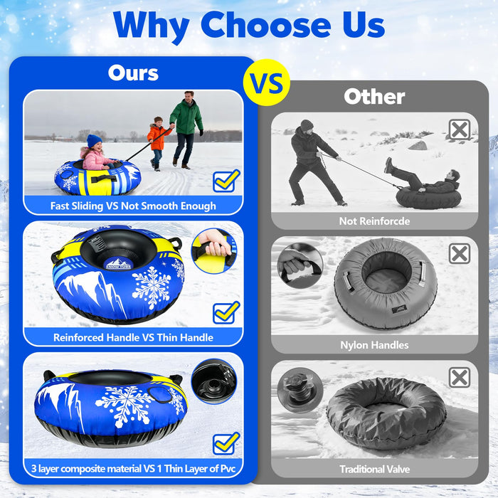 ZMLM Snow Tubes for Sledding Heavy Duty - 48'' Inflatable Snow Tube