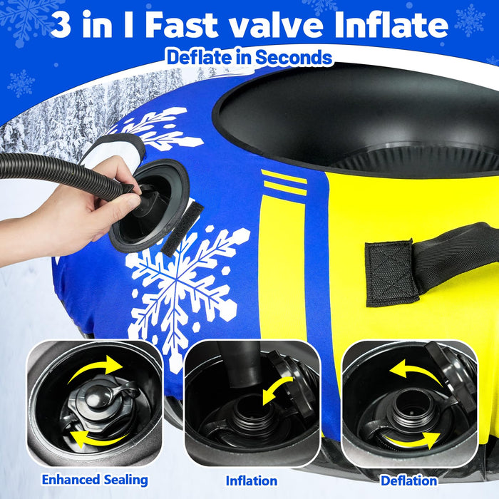 ZMLM Snow Tubes for Sledding Heavy Duty - 48'' Inflatable Snow Tube