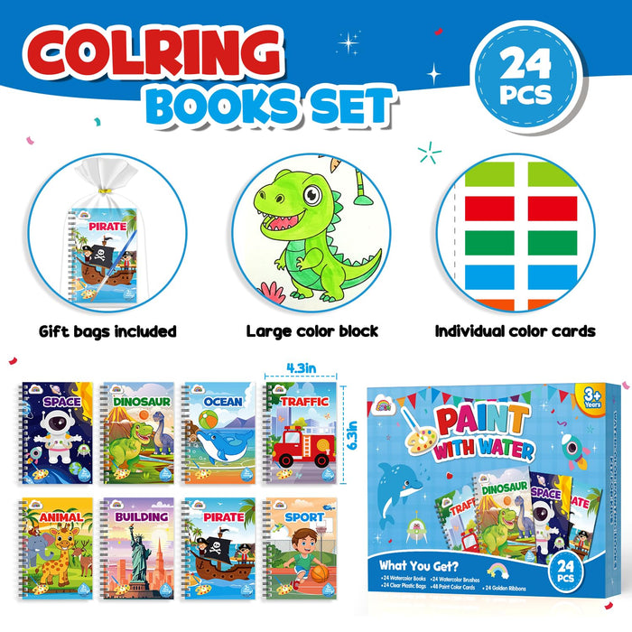 ZMLM 24 Water Coloring Books for Kids Party Favors (Boy)