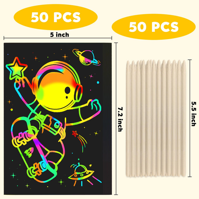 ZMLM Scratch Rainbow Art Paper Set - 100Pcs