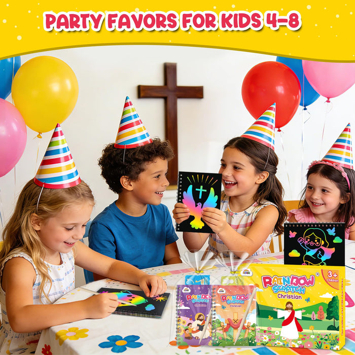 ZMLM 24 Pack Scratch Art Party Favors for Kids 4-8(Christian)