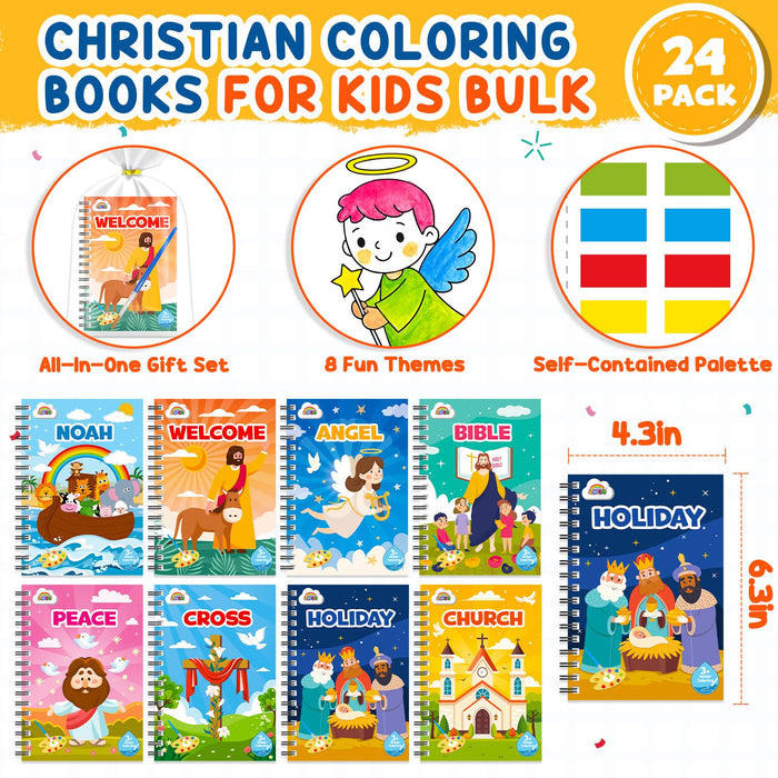 ZMLM 24 Water Coloring Books for Kids Party Favors(Christian)