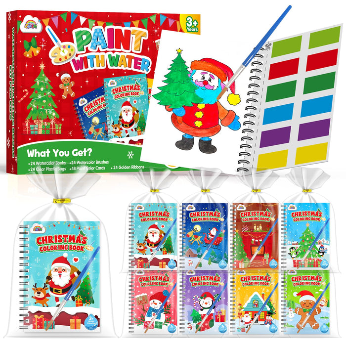 ZMLM 24 Water Coloring Books for Kids Party Favors  Ages 4-8 (Christmas)