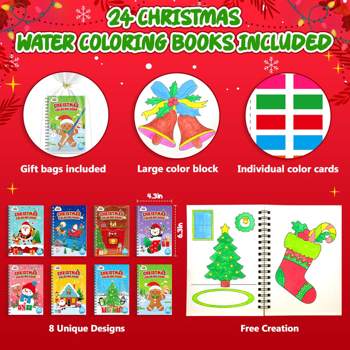 ZMLM 24 Water Coloring Books for Kids Party Favors  Ages 4-8 (Christmas)