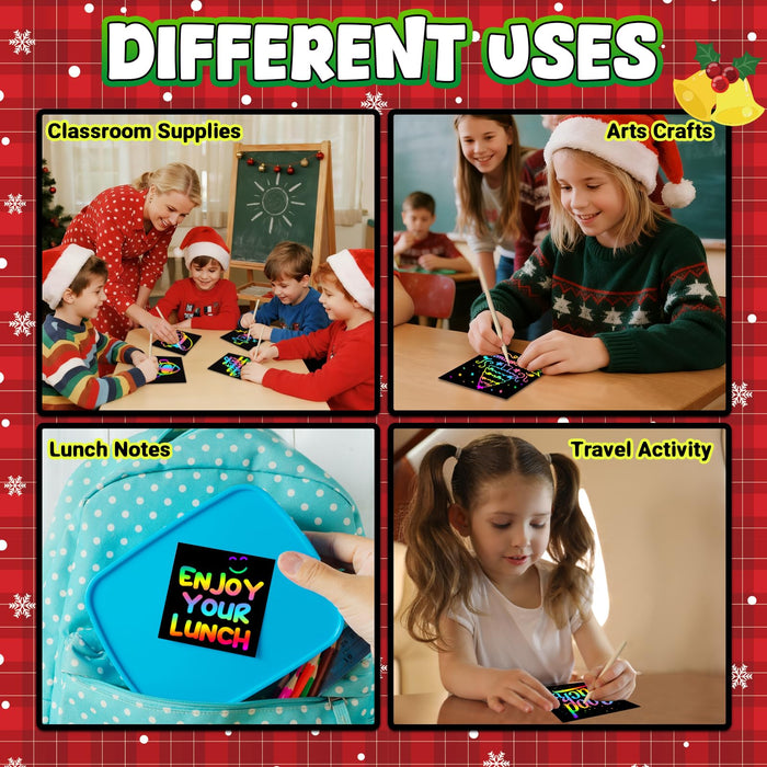 ZMLM Kids Rainbow Scratch Paper Art Crafts Mini Notes Kids Gifts