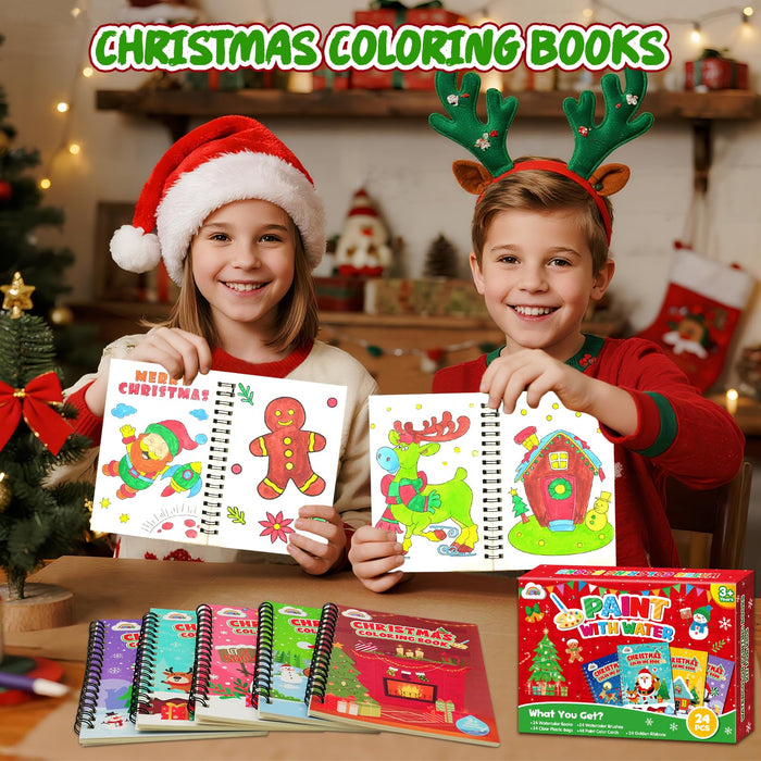 ZMLM 24 Water Coloring Books for Kids Party Favors  Ages 4-8 (Christmas)