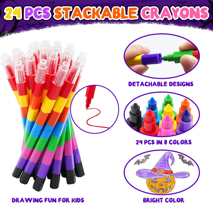 ZMLM 24 Crayons Mini Coloring Books for Kids Ages 4-8 (Halloween)