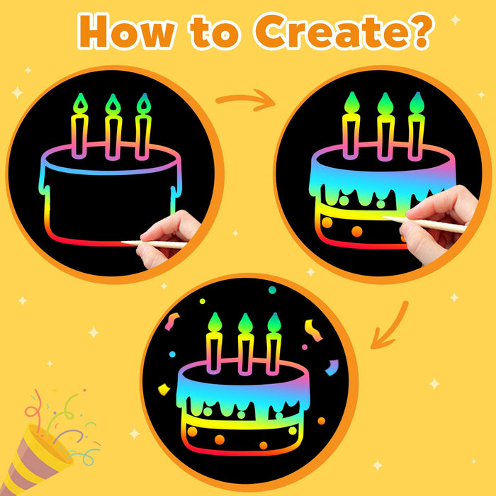 ZMLM 2 Pack Scratch Paper Art-Crafts Gift（Birthday）