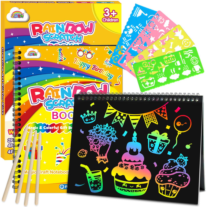 ZMLM Rainbow Scratch Art Kit for Kids Creative DIY Activity for Ages 4-8