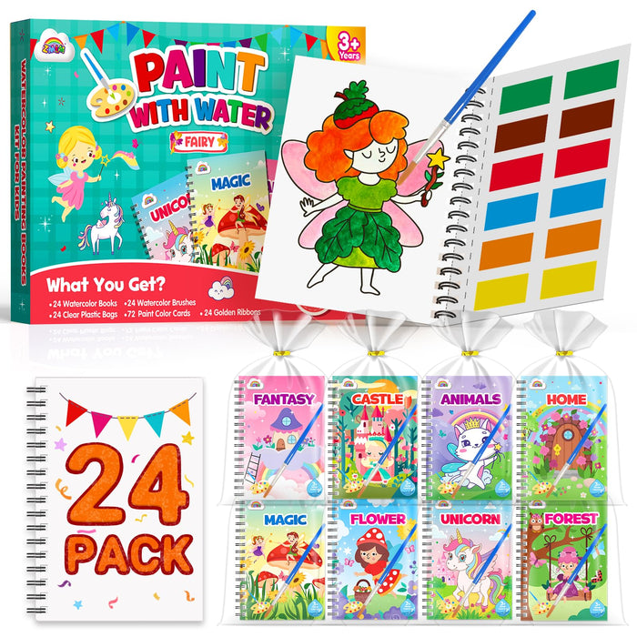 ZMLM 24 Water Coloring Books for Kids Party Favors（Fairy）