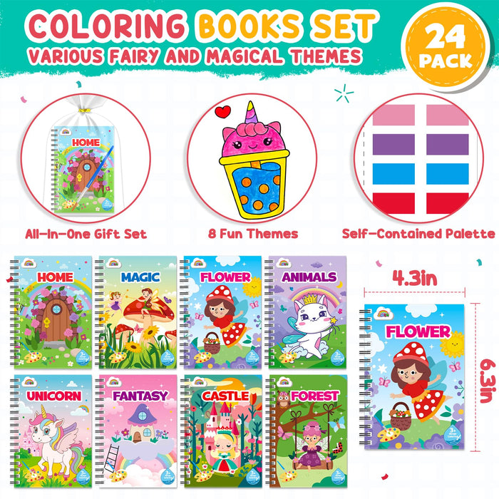 ZMLM 24 Water Coloring Books for Kids Party Favors（Fairy）