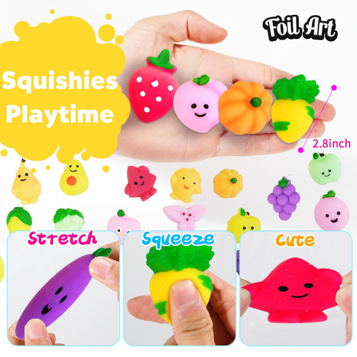 Foil Art Kawaii Mochi Squishies Fidget Toy - 100 pcs Squeeze toys