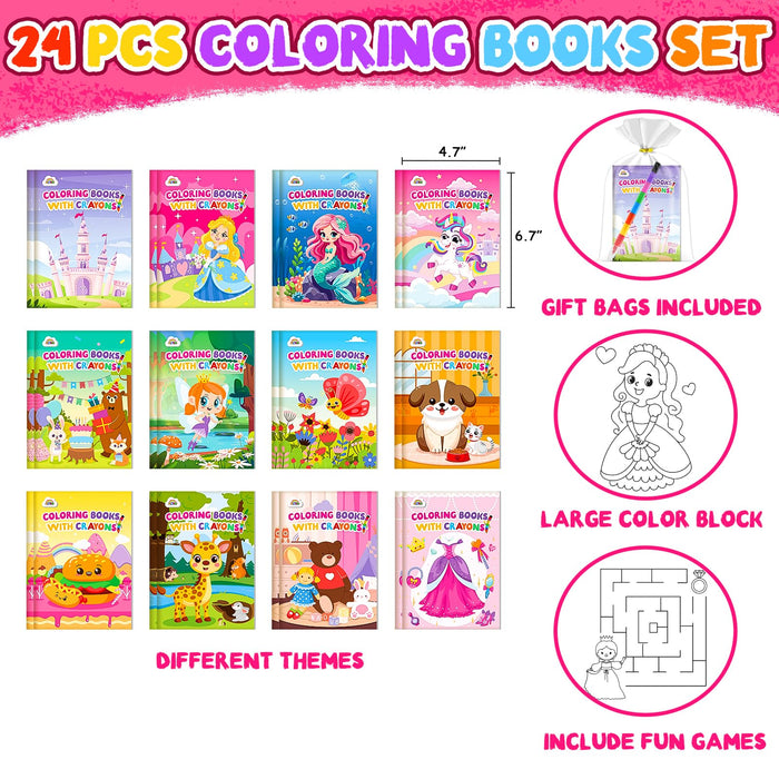 ZMLM 24 Coloring Books for Kids Party Favors Ages 4-8 (Girls)