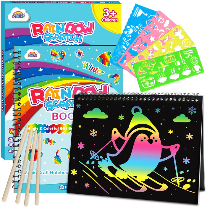ZMLM 2 Pack Scratch Paper Art-Crafts Gift（Winter）