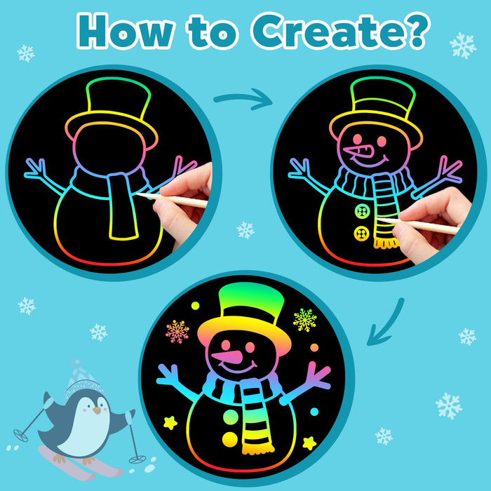 ZMLM 2 Pack Scratch Paper Art-Crafts Gift（Winter）